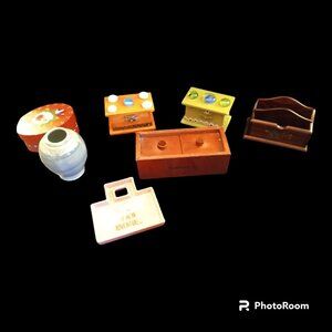 LOT OF 7 - Jewelry Box Puzzle Box Coin Tray Home Decor